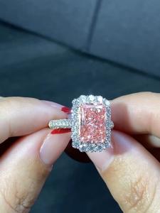 Quality 3.1ct Radiant Lab Grown Diamond Ring Pink Diamond Classic Tennis Jewelry Custom-Made Design wholesale