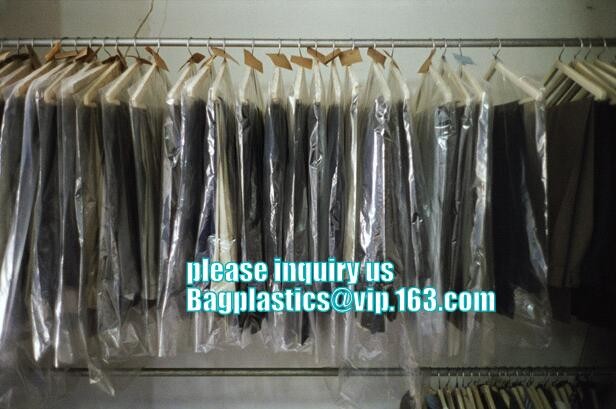 commercial clear pe ldpe poly hotel laundry roll up suit garment packaging dry cleaning cover plastic polythene bag for
