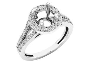 Quality 0.9ct Oval Semi Mount Jewelry Ring18K White Gold Material Prong setting Type wholesale