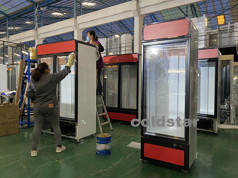 Supermarket frozen food 3 glass door industrial upright freezer