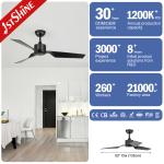 1stshine Ceiling Fan Industrial 52 Inches Black ABS Blades DC Motor Remote