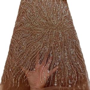 Quality Top quality Wedding Party Dress Bridal Dress Fabric Beaded lace with sequins Austria Embroidery African French Lace Ghana dress wholesale