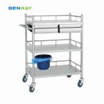 2 Layer Hospital Stainless Steel Medical Instrument Trolley