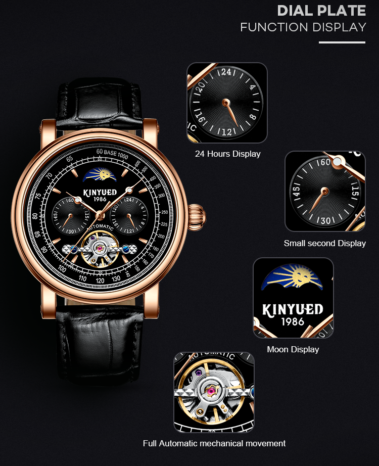 Brand KINYUED Business men watches automatic watch custom logo water resistant watch