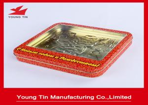 Quality Christmas Red Candy Gift Tin Containers With Clear PVC Or PET Window YT1155 wholesale
