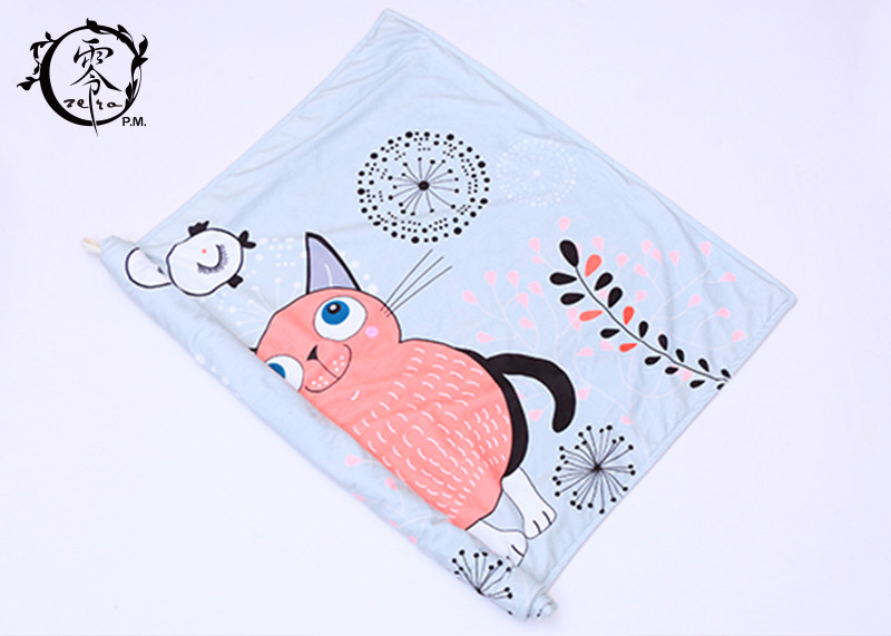 Lovely Cartoon Cat Velvet Fleece Blanket Soft Warm Fuzzy Lightweight Cozy For Sofa