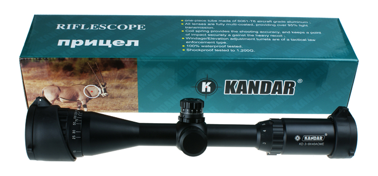 Adjustable Objective and Lights KD 3-9x40 AOME KANDAR Optical Sight Scope for Hunting