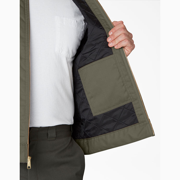 Heavy Work Warm Down Jacket Hand Pockets Zip Up Front Durable Cotton Workwear
