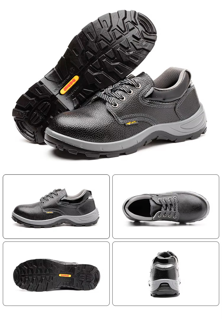 Microfiber Industrial Safety Shoes Iron Toe Black Pu Boots Unisex