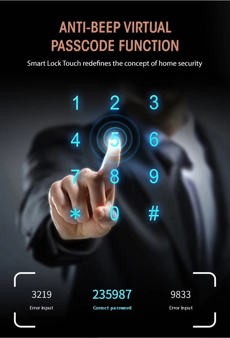 Keyless Tuya Wifi Lock Tuya 35mm - 60mm Fingerprint Door Lock For Hotel