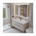 White Bathroom Cabinets Handle-Free Design for Vanity Top and Living Room