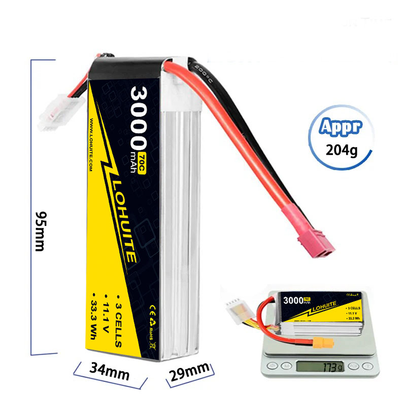11.1V 3000mAh 70C LiPo Battery for RC Boats Drone Helicopter Car Enhanced Performance