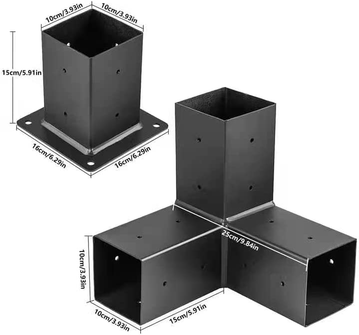 Standard 6x6 Pergola Kit Bracket 3-Way Right Angle Corner Bracket Customized Thickness