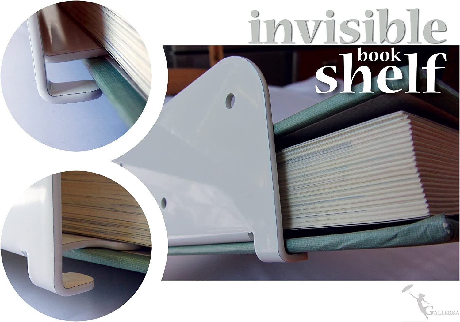 Wall Mounted Book Shelf for Bedroom Bathroom Kitchen Iron Floating Shelves in White