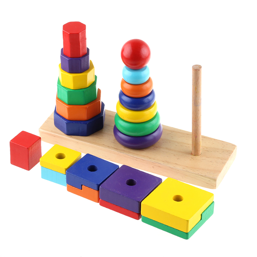 Stacker 21cm Geometric Wooden Building Blocks Toy Sorting Board