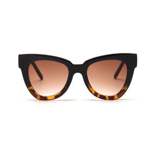Quality Trendy Fashion BSCI Women Cat Eye Sunglasses 147MM Leopard Frame wholesale
