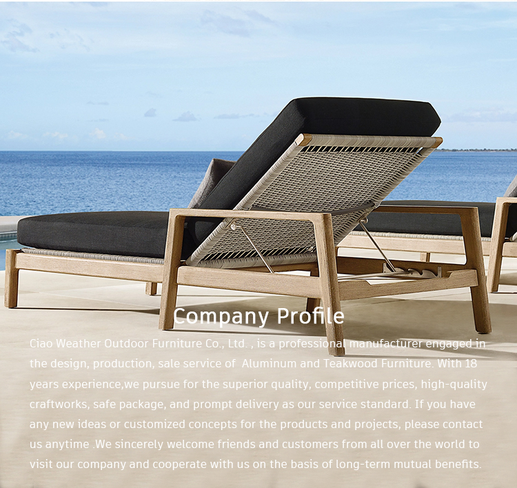 Outdoor Pool Teak Sun Lounge Chair Modern Design for Hotel Restaurant Banquet Home and Coffee