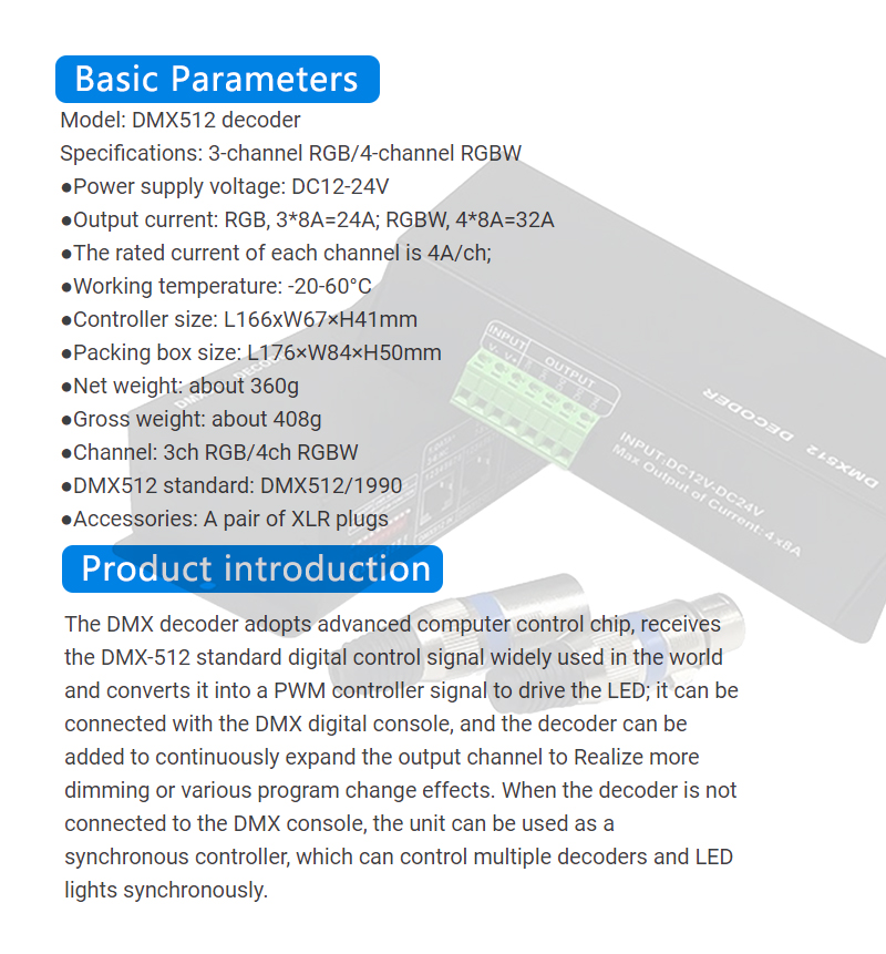 Common Anode LED DMX Decoder Dmx512 RGB RGBW For DMX Lighting Solution