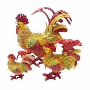 Quality Art Collectible Metal Rooster Statue Trinket Box Roosters on Old Metal Trinket Box wholesale