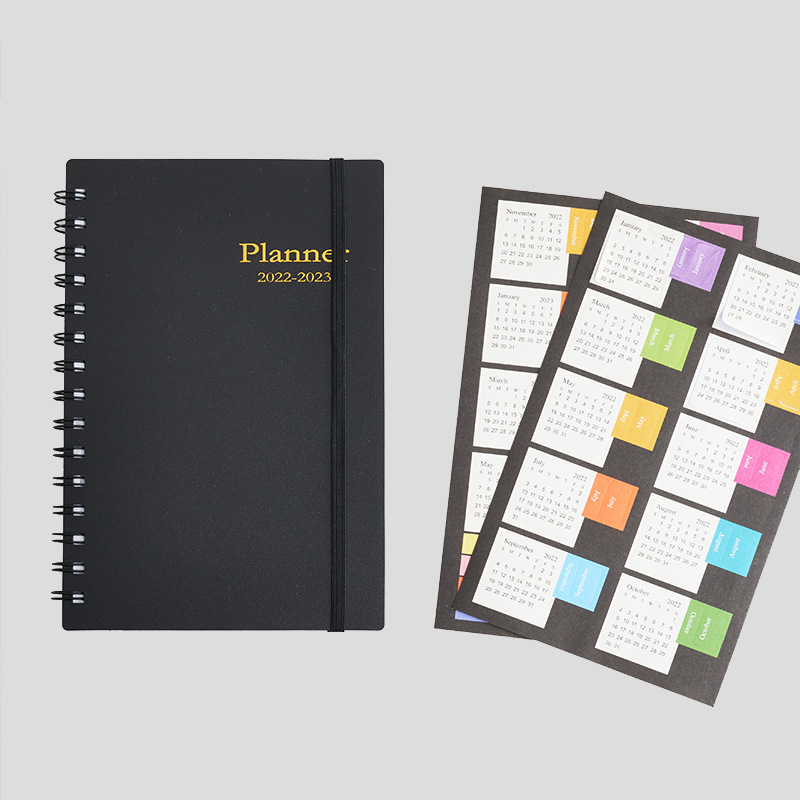 Customizable A5 Black Daily Planner Spiral Bound Notebook with Customized Logo and Size