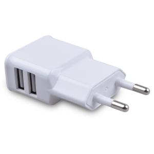 Quality White Mobile Phone Dual USB Wall Charger Electric Plug Socket wholesale