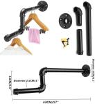 Black Industrial Iron Pipe Wall Mounted Clothes Rail Coat Towel Storage Vintage