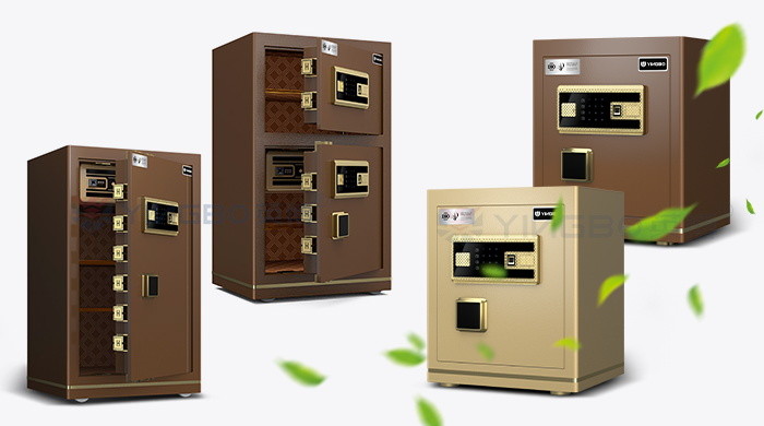 H450mm Gold Office Lock Box Fingerprint Lock+Password+Key
