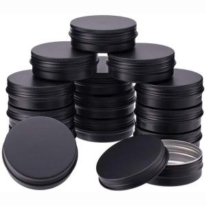 Quality 250g Metal Cosmetic Jar Black Silver Gold Round Aluminium Tins 8.8oz wholesale