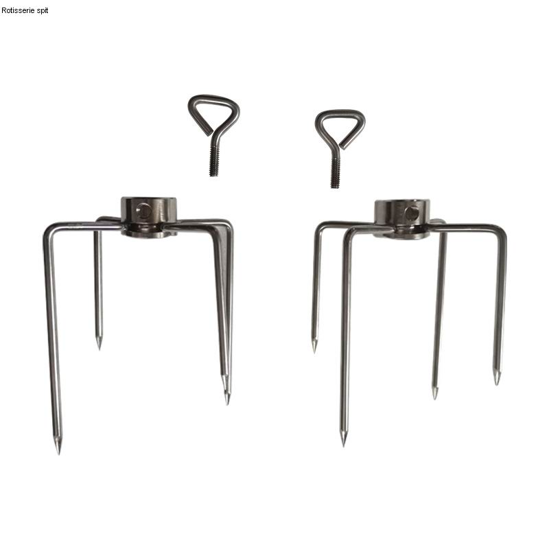 Stainless Steel BBQ Grill Rotisserie Spit Rod Meat Fork for and Advantageous Features