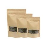 Zipper Custom Printing Heat Sealing Kraft Paper Bags With Window For Tea
