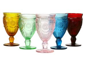 Quality Embossed Vintage Crystal Highball Glasses 340ml Leakageless wholesale