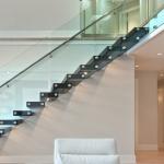 Villa/Department Decorative Staircase Indoor Open Riser Wooden Floating Glass
