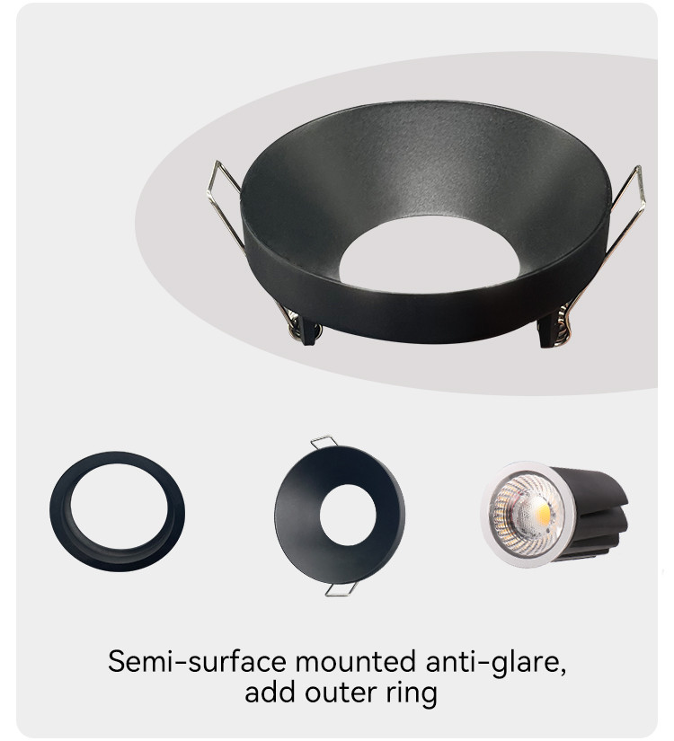 Anti-Glare Recessed Spotlight Frame Semi-Recessed GU10/MR16 Compatible
