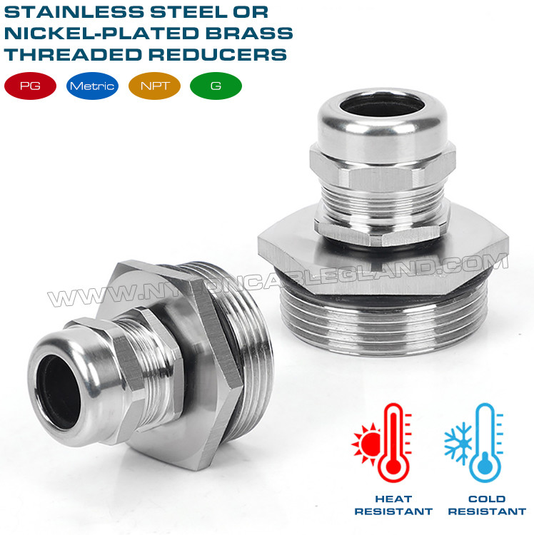 IP68 Brass (304/316 Steel) Thread Reducers, Thread Enlargers, Thread Converters or Thread Adapters for Cable Glands