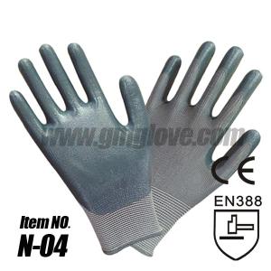 Quality Nylon Nitrile Coated Gloves , Gray yarn wholesale