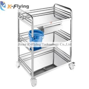 Quality Stainless Steel Hospital Furniture 3 Tiers Treatment Medical Trolley Cart wholesale