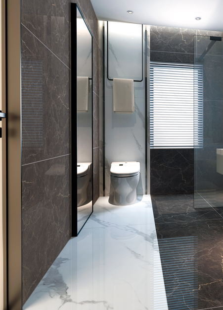 Kitchen With Dark Brown Color Floor Tiles / 30*60 Inches Polished Glazed Tiles