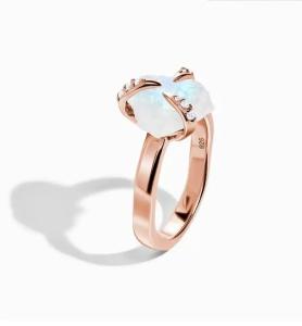 Quality Trendy Jewelry Raw Moonstone Ring Sterling Silver 925 Irregular Three Prongs Women Jewelry wholesale