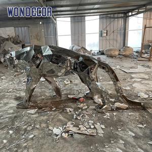 Quality Highly Artistic Stainless Steel Animal Sculpture Geometry Art Cheetah wholesale
