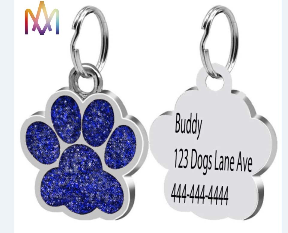 SUS304 Cute Footprint Engraved ID Tag Personalized Pet Charms