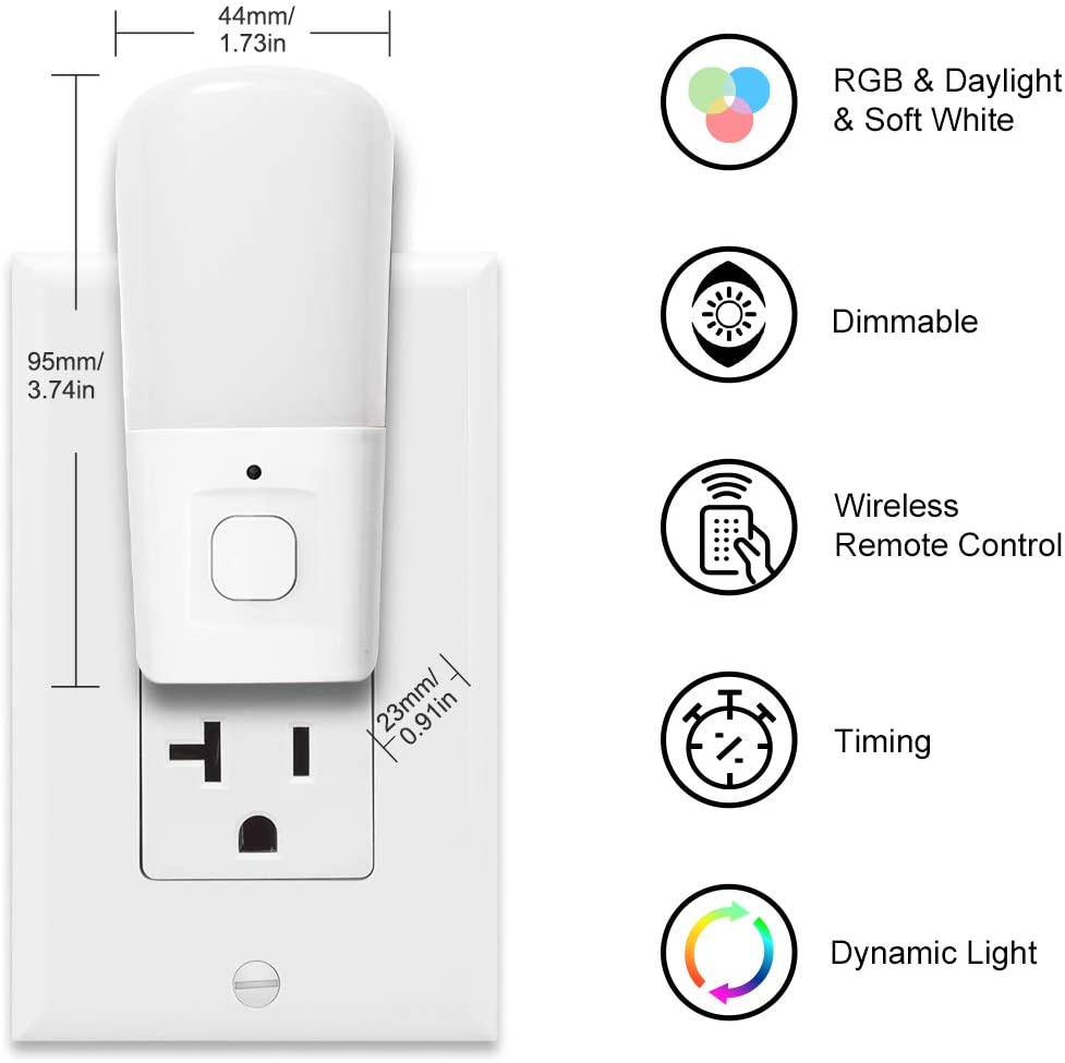 EMC LVD FCC Led Color Changing Night Light / RGB Dimmable Plug In Night Light