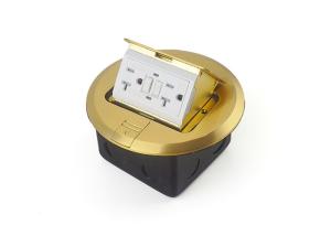 Quality Round Shape 20A Waterproof Floor Outlet Box Golden Top UL / CUL Rated wholesale
