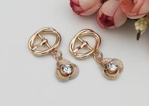 Quality LHZ1202 Gold Shoe Strap Metal Shoe Buckles With Flower , Abrasion Resistance wholesale