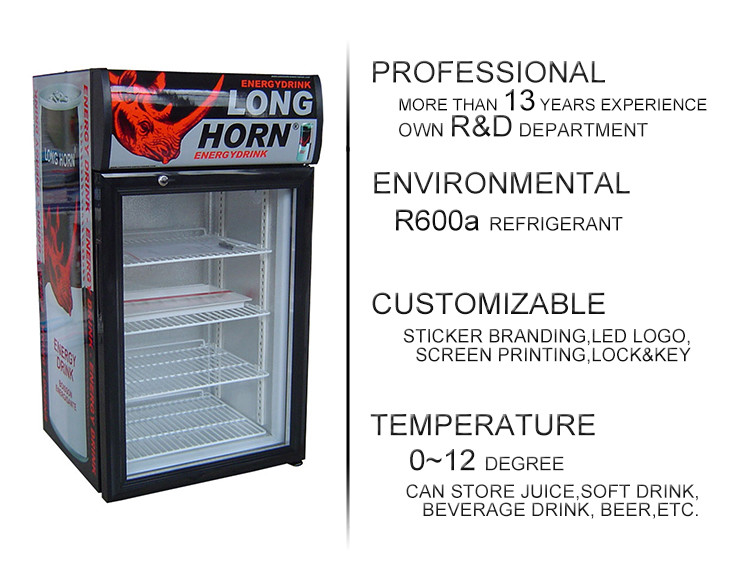 68L nevera pantalla monster energy drink display refrigerators with top lampbox SC68B