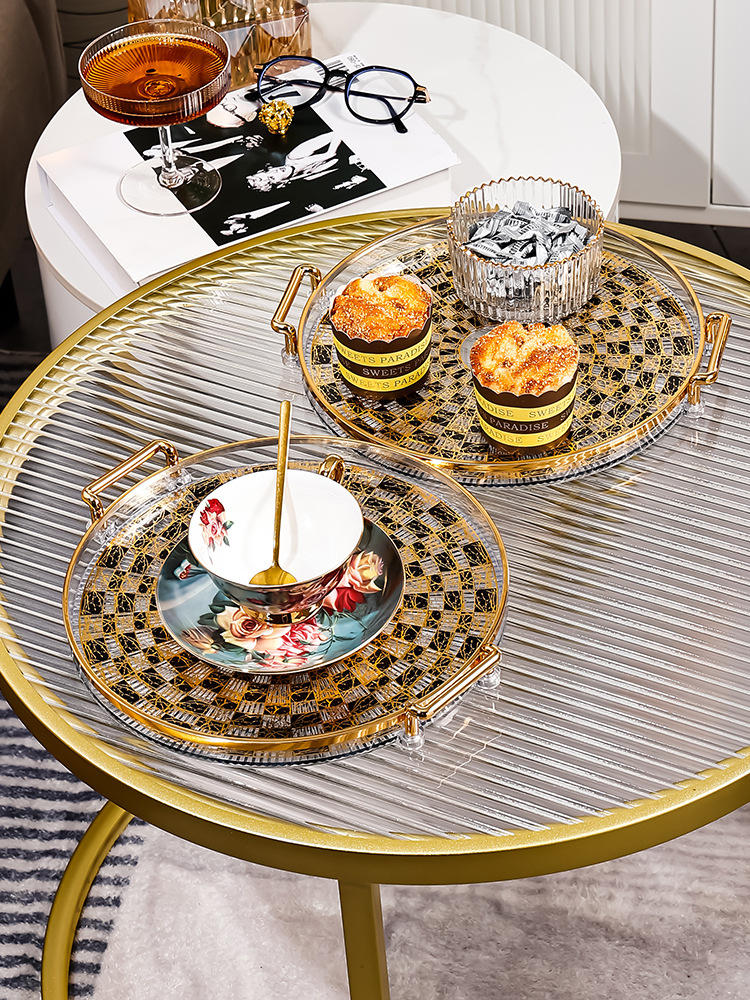 Ceramic Round Tray for Securely Holding Cups Dishes Plates Durable Non-Slip Grip