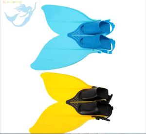 Quality Blue And Yellow Plastic Mermaid Monofin , Mermaid Feet Fins Anti - Skidding wholesale