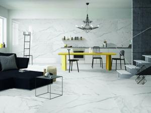 Quality Carrara Super White Marble Porcelain Tile 12 Mm Thickness Acid Resistant wholesale