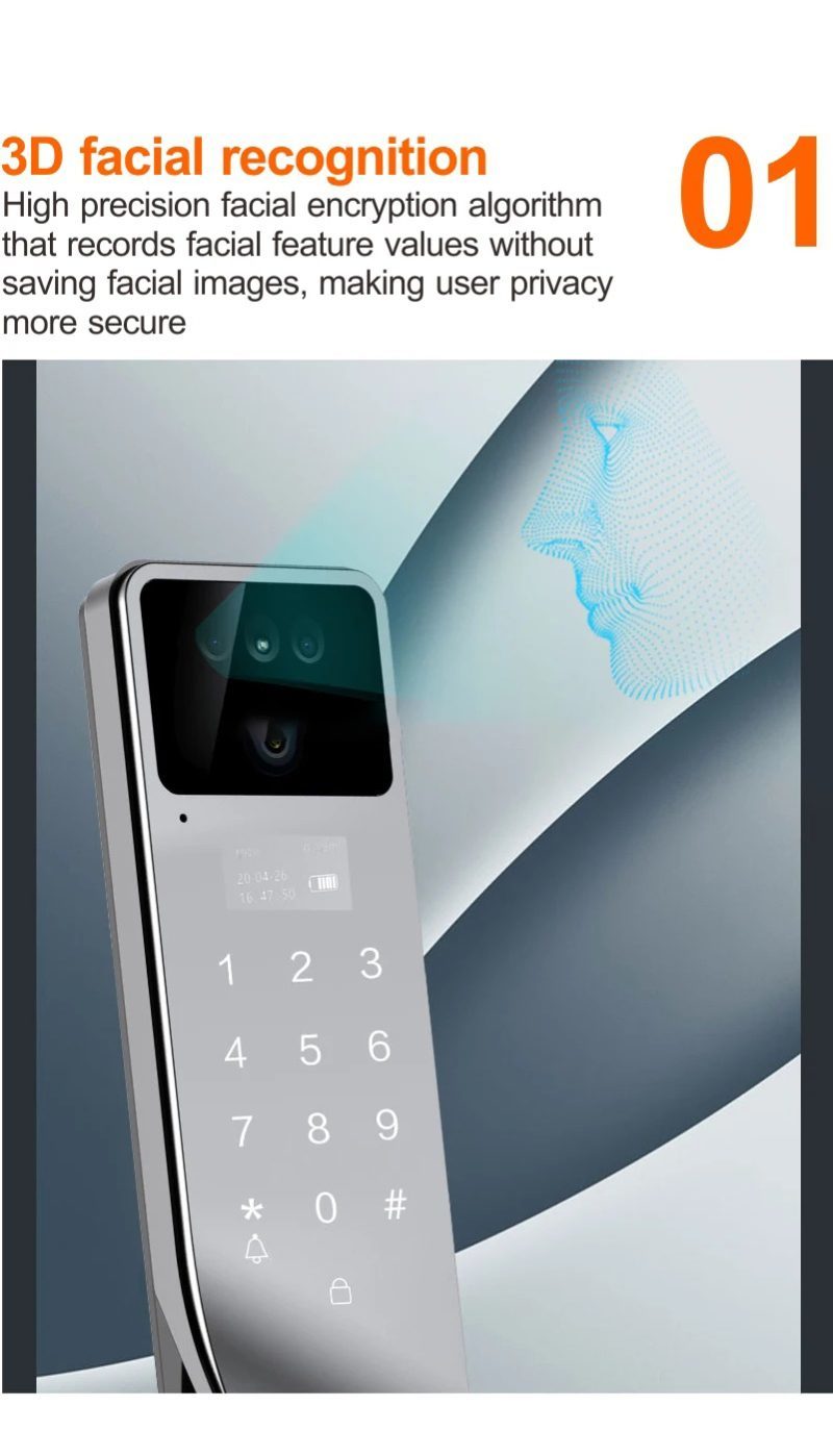 Automatic Tuya WiFi Smart Keyless for Front Door Handle with Camera