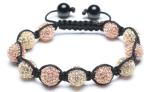 Adjustable Shamballa Bracelet, Pink & Crystal Rhinestone Ball