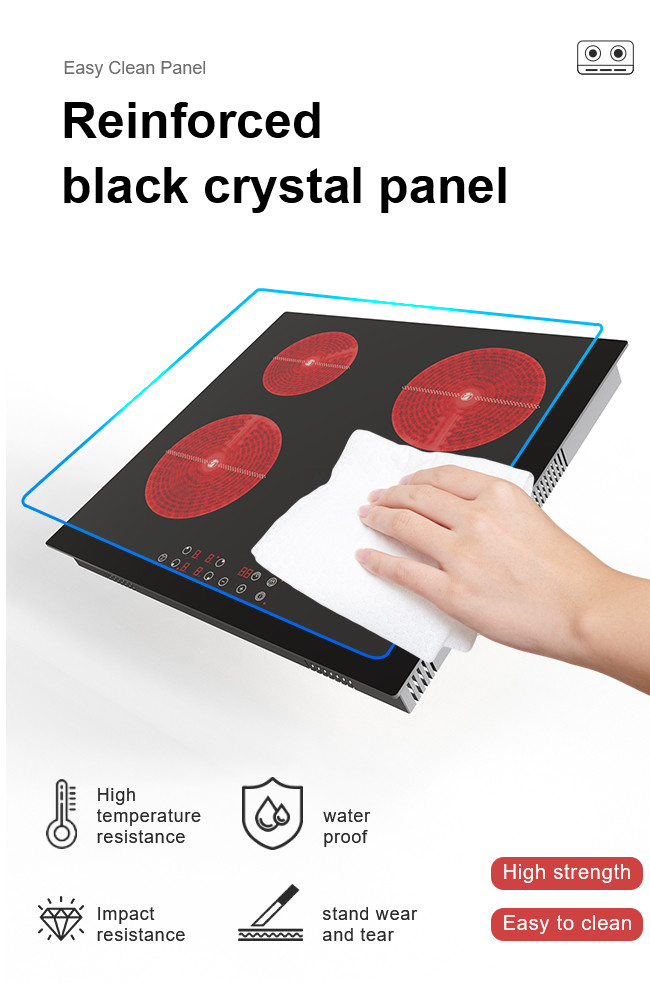 Waterproof Ceramic Hob Stove , Double Hot Plate Electric Stove 3000W